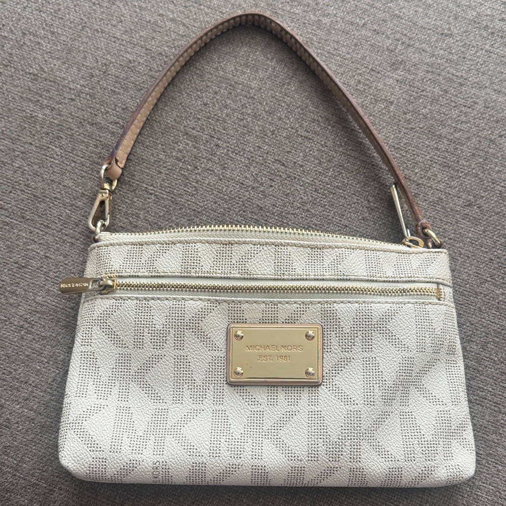 Michael Kors Cream and Gold Wristlet